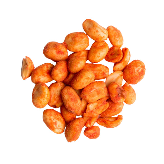 Pile of buffalo peanuts on a white background